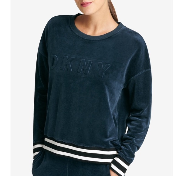 Dkny Tops - NWT! DKNY Sport Boxy Fit Velour LS Logo Pullover